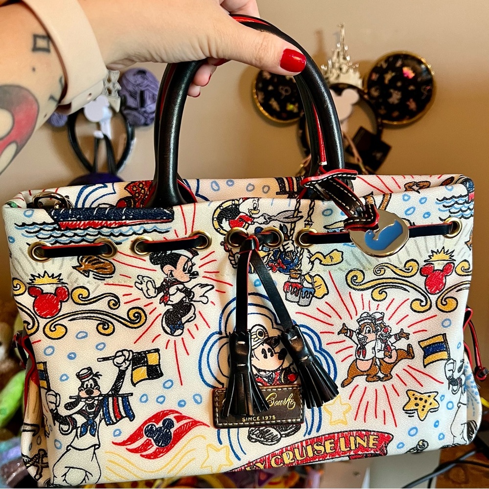 SOLD Disney Dooney & Bourke Cruise Line Sketch Tassel Tote